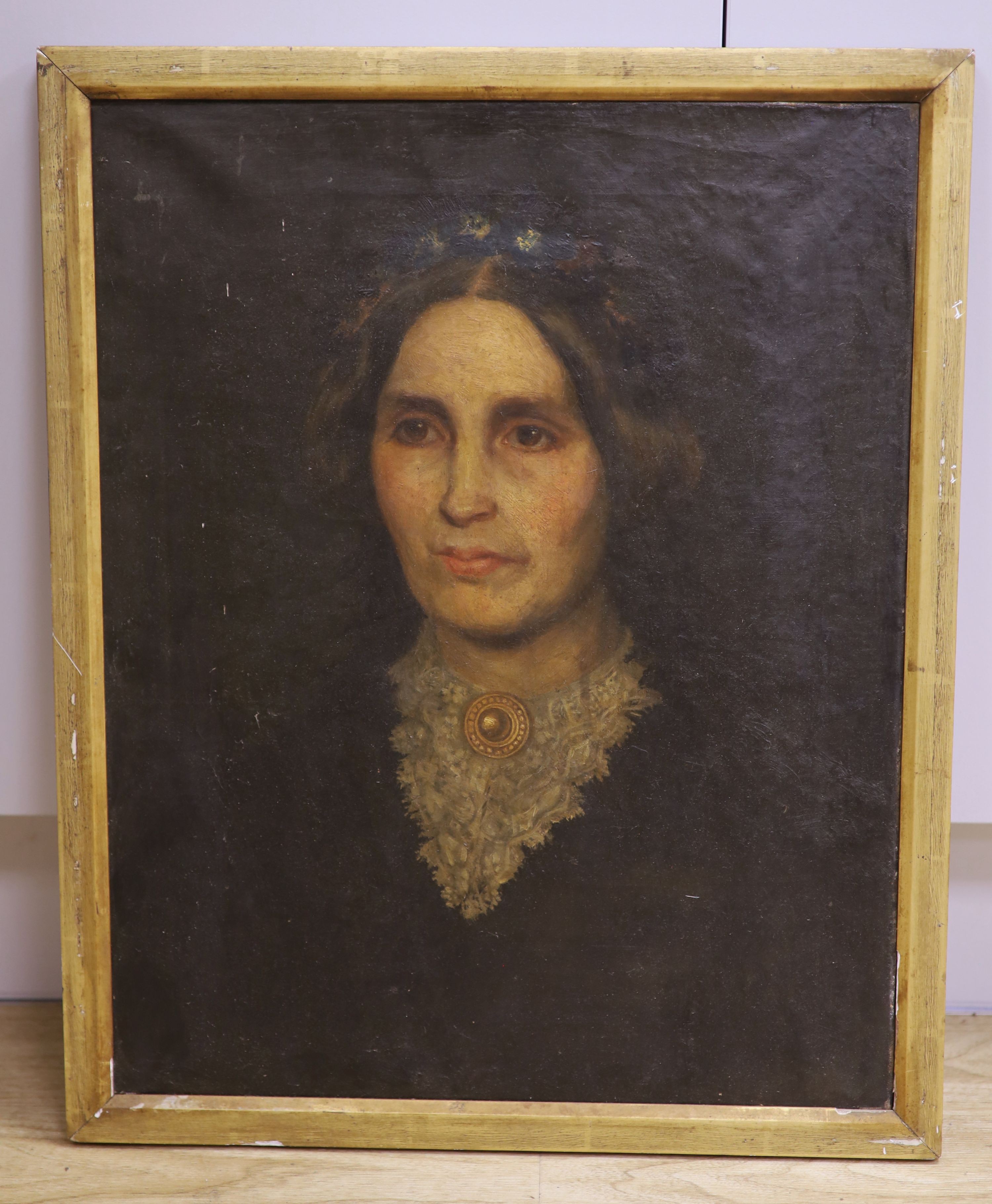 Victorian School, oil on canvas, Portrait of Ann Ridley, 51 x 40cm